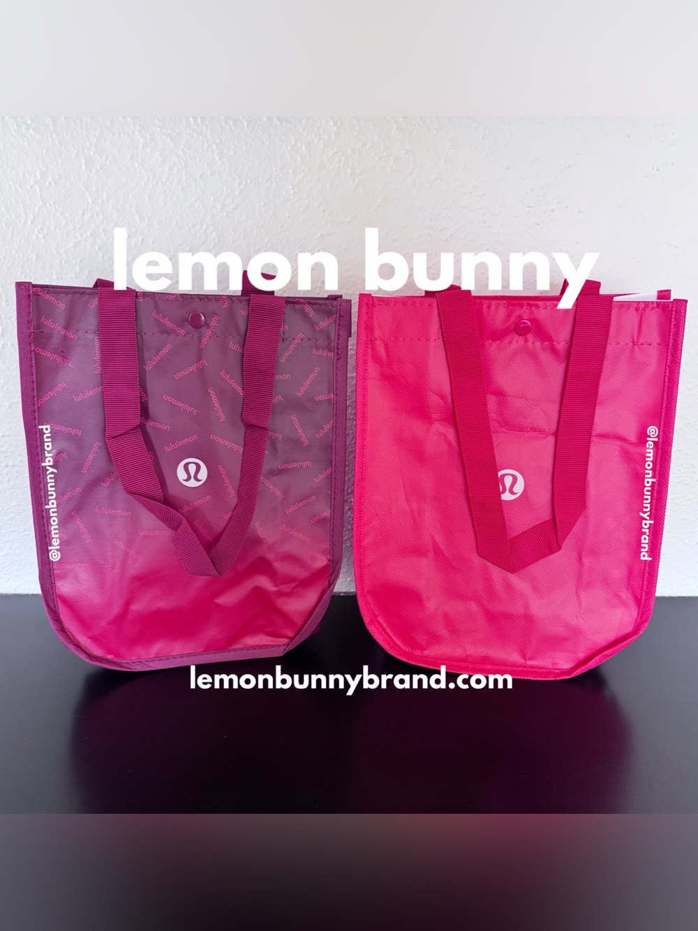 Special Bundle of 2 lululemon Small Shopping Tote Bags Red Ombre New